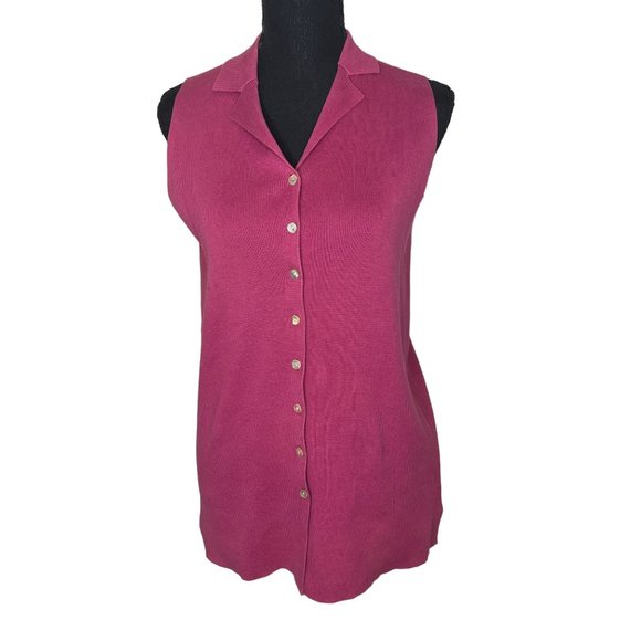 GAP Women's Burgundy Sleeveless Button Polo Old‎ Money Capsule Size Small - Picture 1 of 7